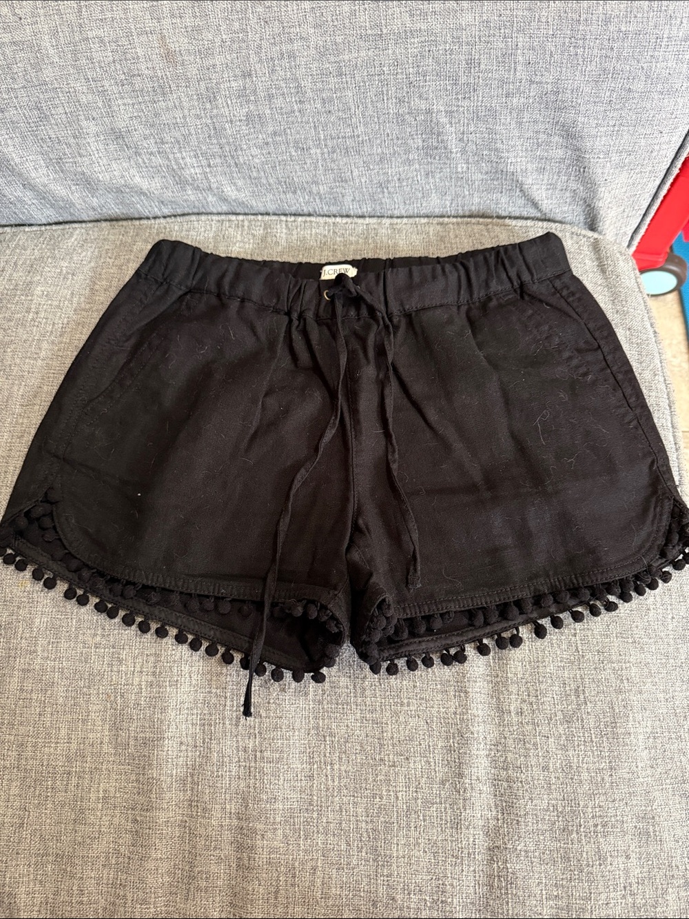 J. Crew Black High-Waist Pom-Pom Trim Shorts